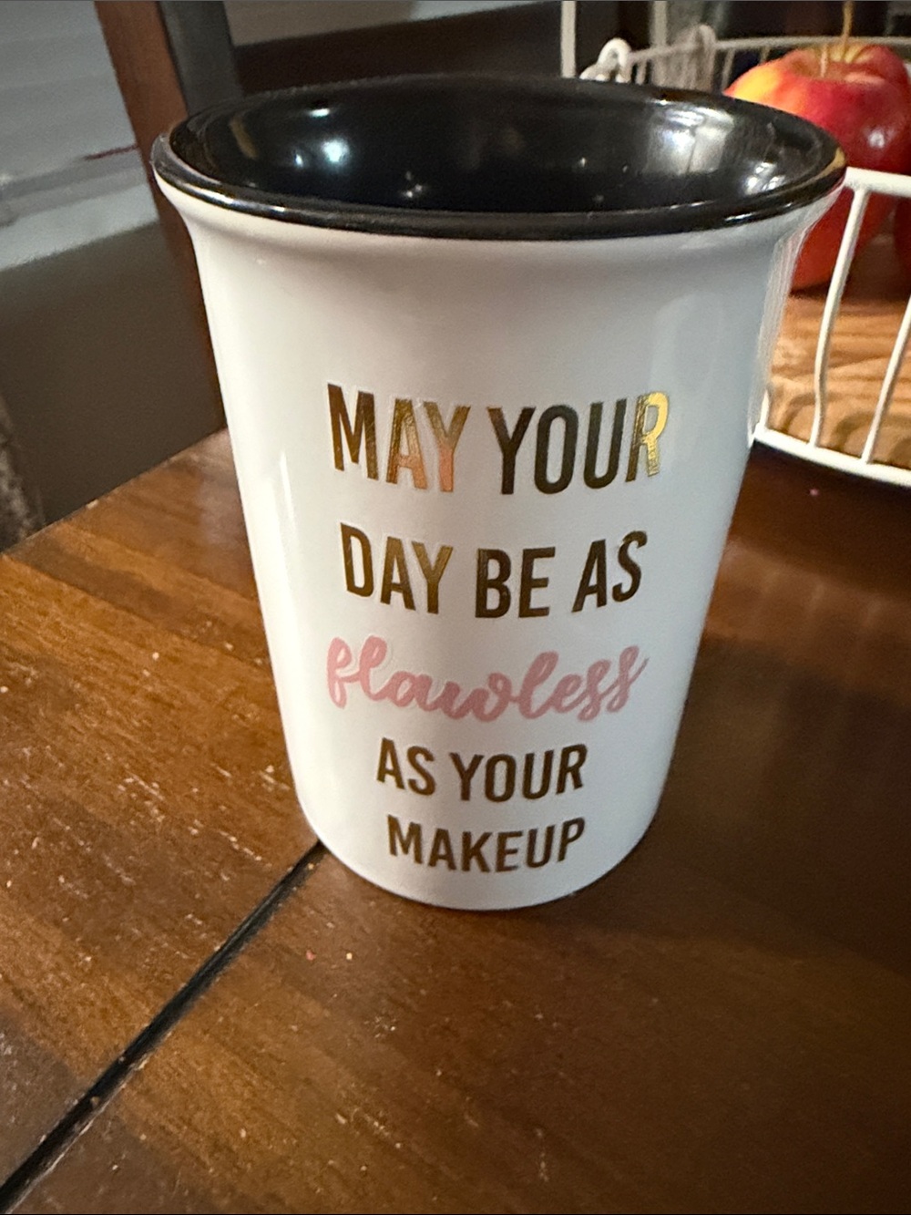 White and Black Ceramic Makeup cup